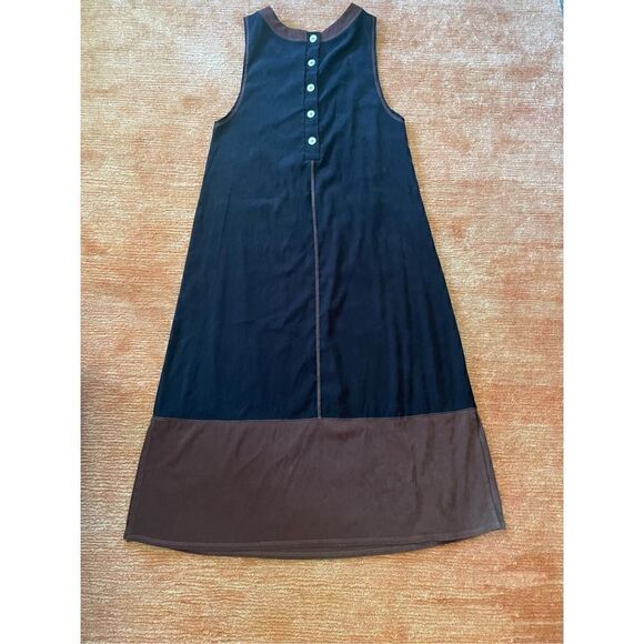 Vintage California Concepts Maxi Dress Black Brown Sleeveless Giraffe Size 14 - Picture 7 of 7